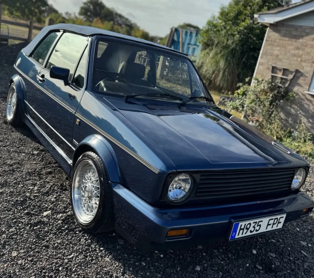 The same Golf Mk1 Cabriolet with deep, glossy paint after an exterior detail